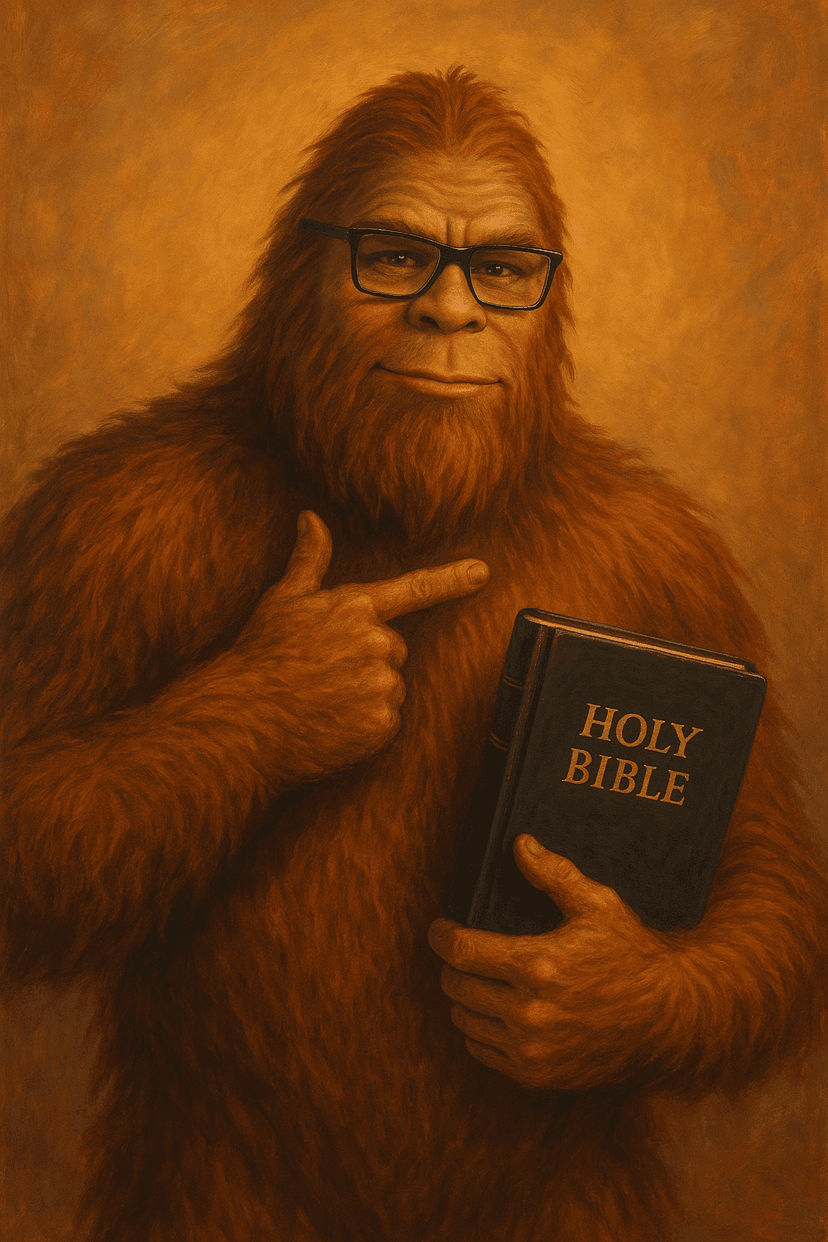 Sasquatch reading the Bible